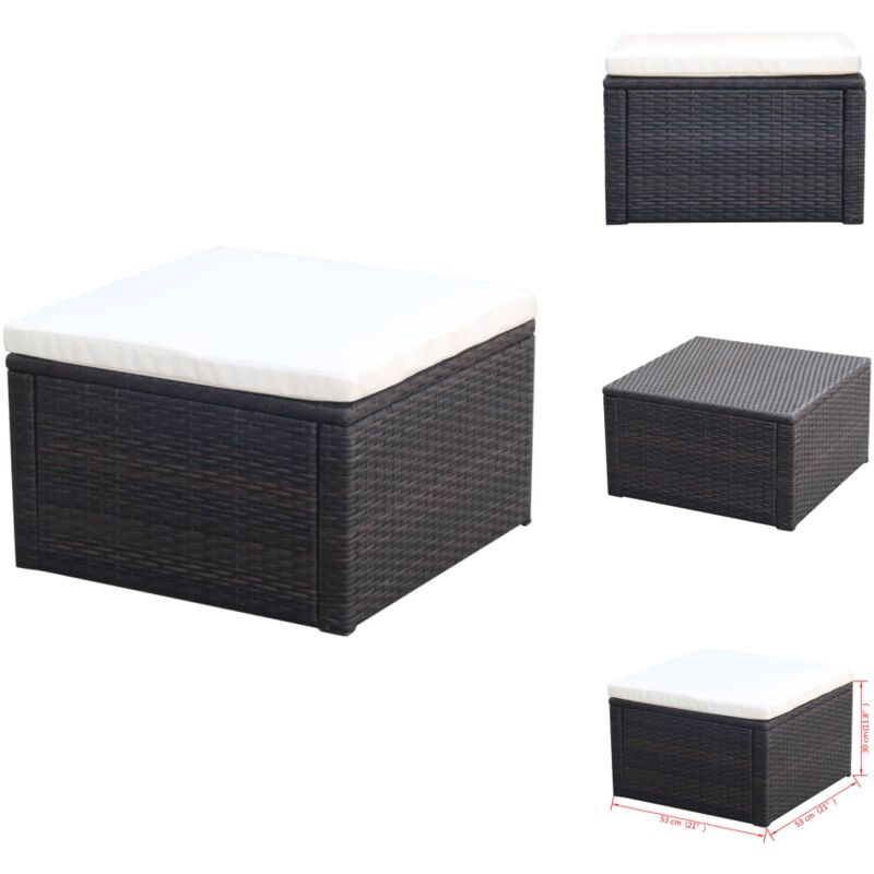 Tabouret / repose-pied Résine tressée 53 x 53 x 30 cm Marron - Pouf - Tabouret - Chaise Extérieure - Mobilier De Jardin - Décoration De Terrasse