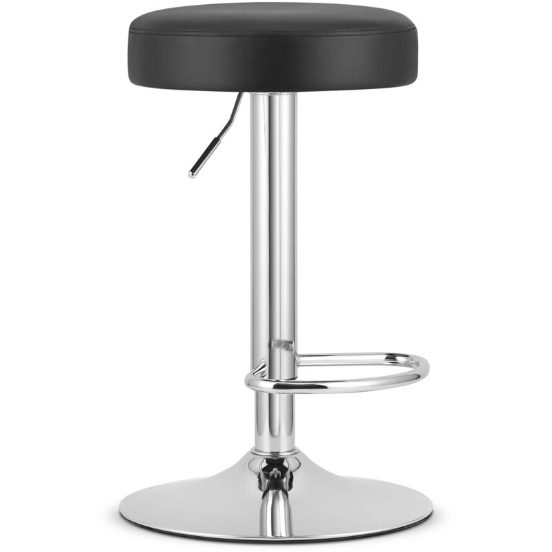 Tabouret ROJST - éco-cuir noir / base chromée