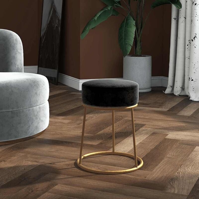 Tabouret rond Noir Velours
