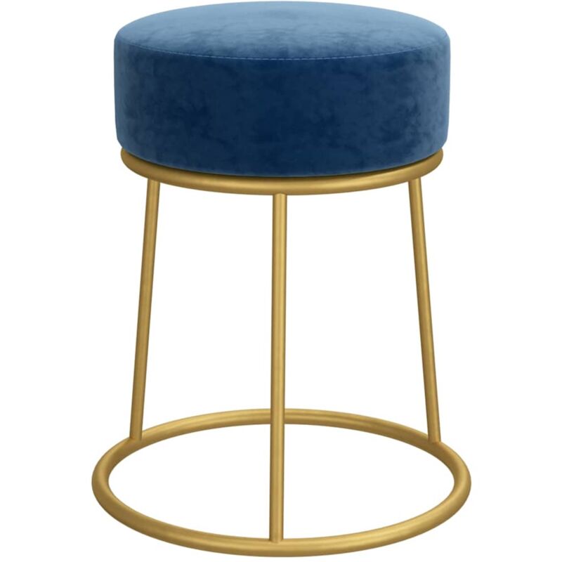 Tabouret rond Bleu Velours Vidaxl