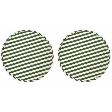 Tabouret Rond Coussins de Chaise pour Cuisine Salle à Manger Coussins de Siège avec Attaches Lot de 2 Coussins Antidérapants pour Tabouret Haut Chaises Bistro Bar Siège 13 Pouces, Rayure Verte--