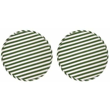 Tabouret Rond Coussins de Chaise pour Cuisine Salle à Manger Coussins de Siège avec Attaches Lot de 2 Coussins Antidérapants pour Tabouret Haut Chaises Bistro Bar Siège 13 Pouces, Rayure Verte--