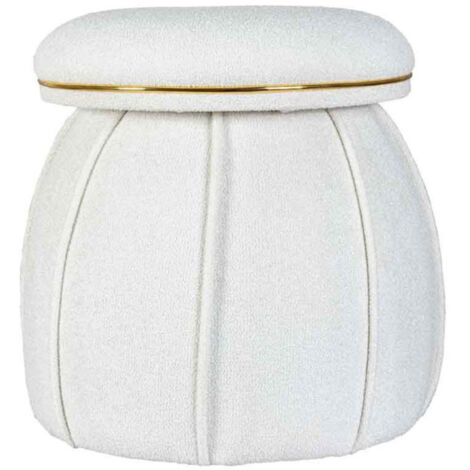 Tabouret Rond Déco "Corin" 55cm Blanc & Or