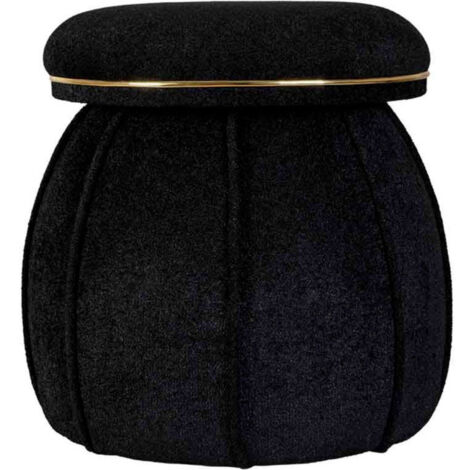 Tabouret Rond Déco "Corin" 55cm Noir & Or