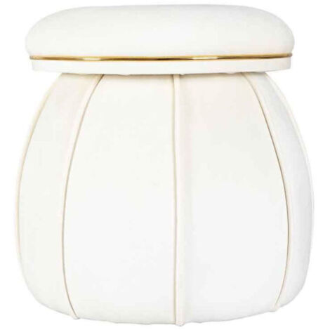 Tabouret Rond Design "Corin" 55cm Ivoire & Or