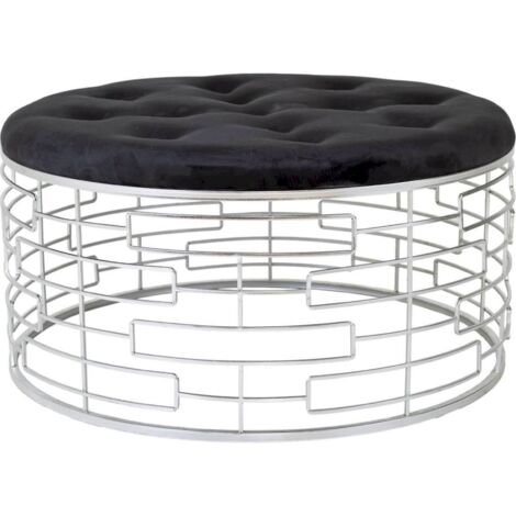 tabouret rond doré avec assise noire en tissu élégant - doré avec assise noire élégante