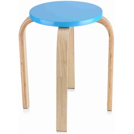 Tabouret Rond en Bois bentwood empilable avec des Couleurs Bonbons Tabouret de Table antidérapant pour la Maison, Le Bureau, la Salle à Manger, la Cuisine, la Chambre, Le Restaurant - Bleu