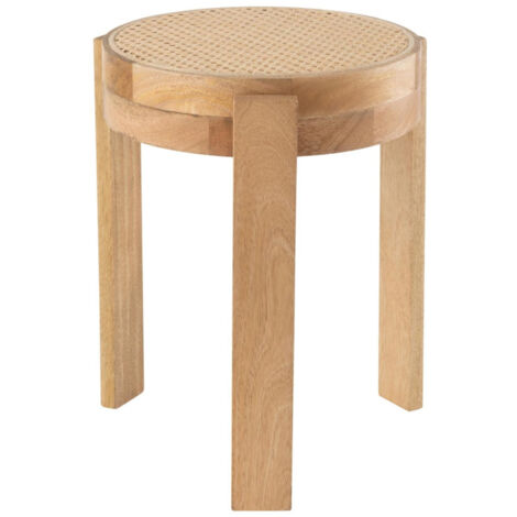 Tabouret Rond en Bois "Pune" 44cm Naturel