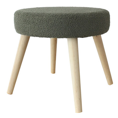 Tabouret rond en bouclettes Vert 45x45x40 cm