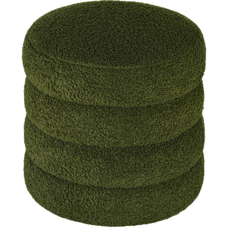 Tabouret rond en polaire douce, jusqu'à 120 kg, Ø 40 x H 45 cm, vert