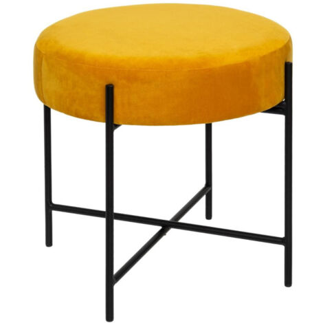 Tabouret Rond en Velours "Arty" 47cm Ocre