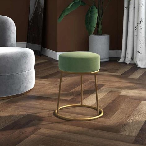Tabouret rond Vert moutarde Velours vidaXL