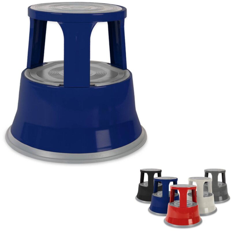 Casa Pura - Tabouret Roulant, Marchepied Mobile en Acier T1, Bleu