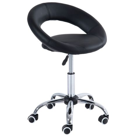Tabouret roulant réglable en hauteur avec dossier ergonomique, noir, 50x54x(66-78) cm