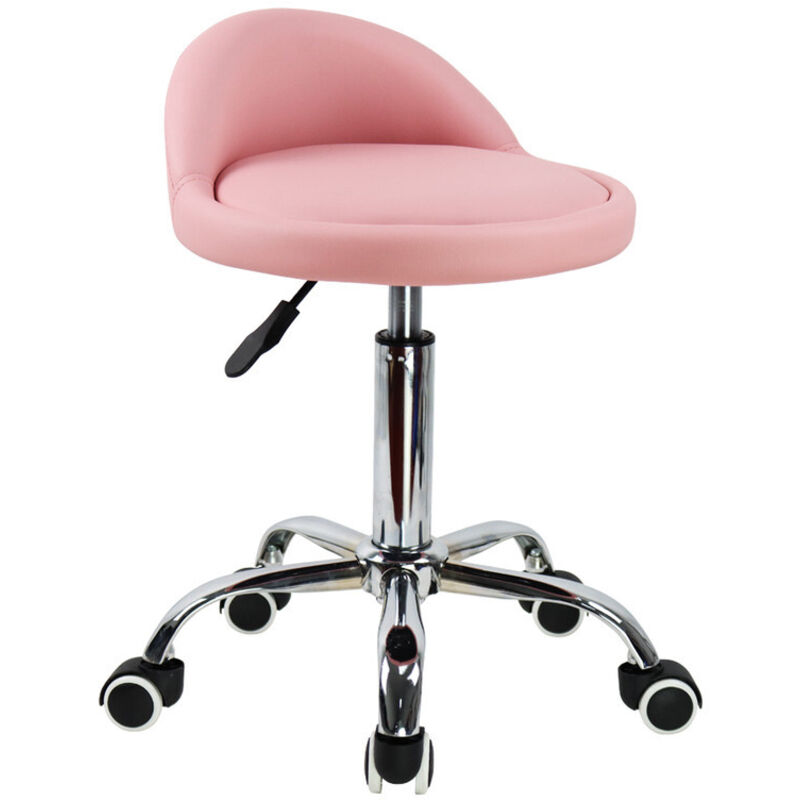 Tabouret à roulettes de Bureau Tabouret de Travail réglable en Hauteur 46-62cm en Cuir synthétique Noir - KKTONER