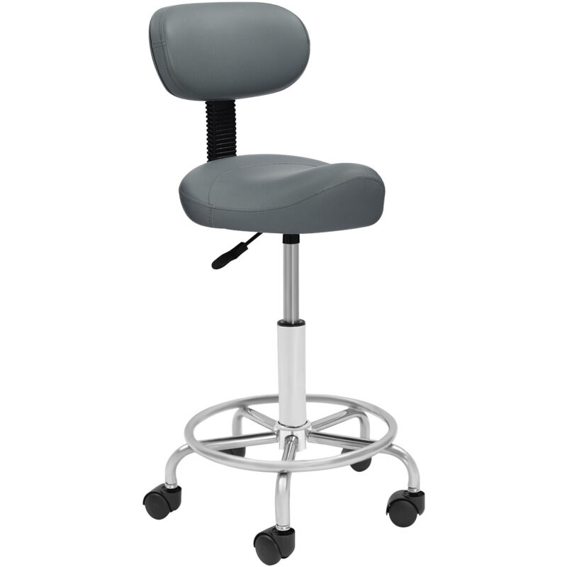 Tabouret selle avec roulettes et dossier, tabouret de bureau ergonomique, pivotant à 360°, hauteur réglable (45-59 cm), capacité de charge 150 kg,