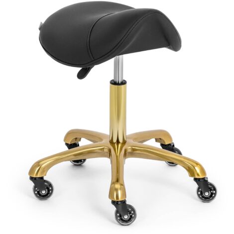 Tabouret selle de cheval 57-75 cm 150 kg Noir/doré Siège selle Tabouret selle