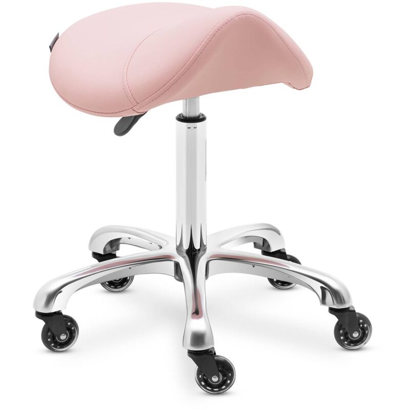 Tabouret selle de cheval york powder pink sur roues Ergonomique Hauteur réglable