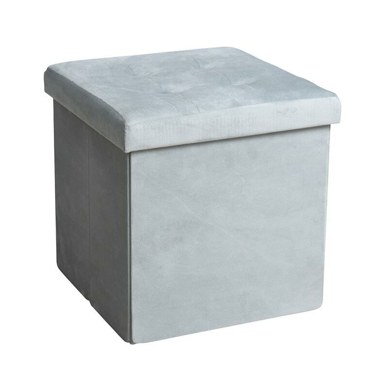 Tabouret Siège Pliable Pouf Repose Pieds Boîte Coffre de rangement Cube gris clair