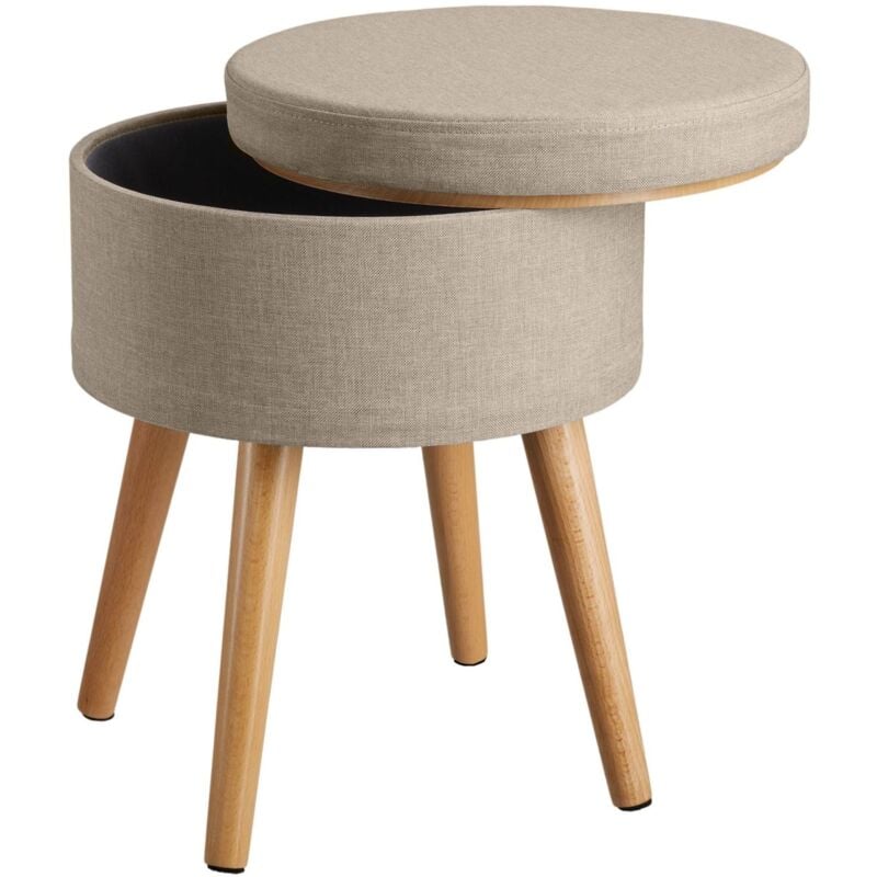 Tabouret siège pouf avec coffre de rangement table basse beige