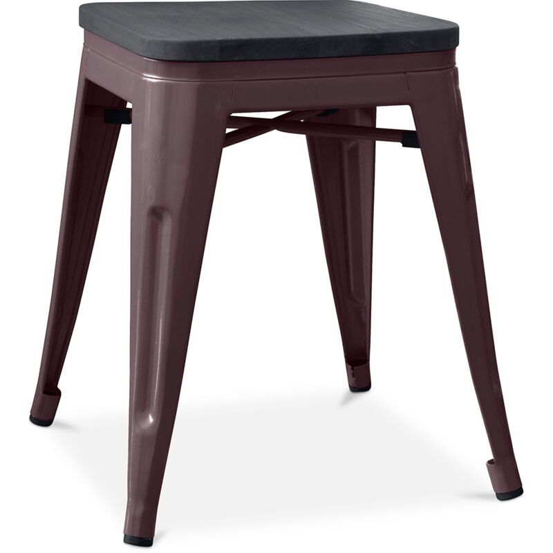Privatefloor - Tabouret Design Industriel - Bois & Acier - 46cm - Stylix Bronze
