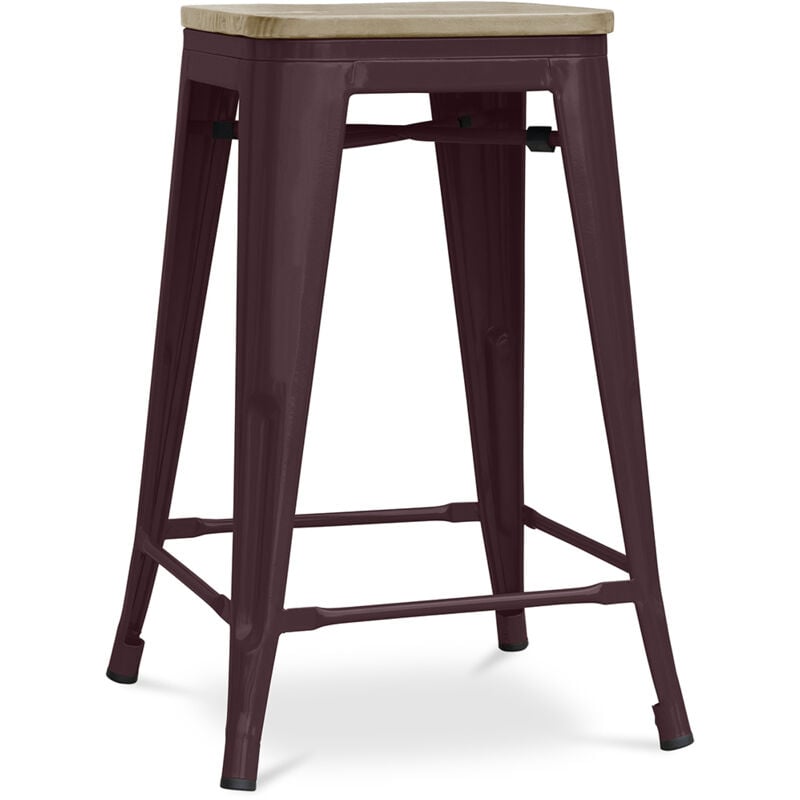 Tabouret de bar design industriel - bois et acier - 61cm - Stylix Bronze