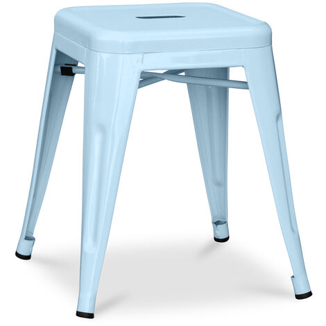 Tabouret Stylix Design Industriel en Métal - 45 cm - Nouvelle Edition Bleu clair - Acier, Metal
