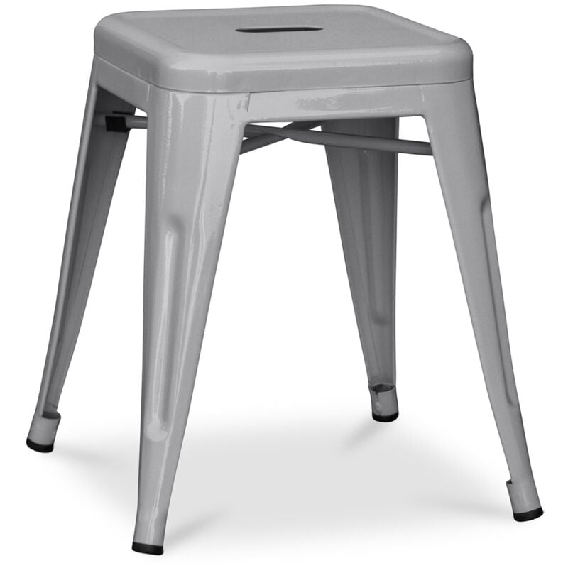 Privatefloor - Tabouret Design Industriel - 45cm - Nouvelle Edition - Stylix Gris clair