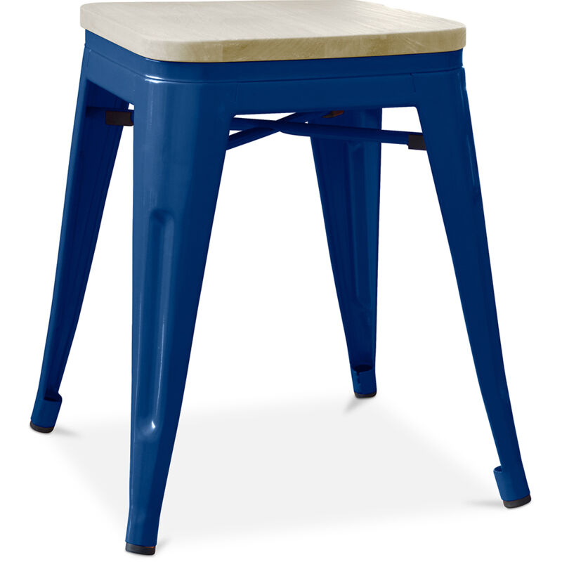 Privatefloor - Tabouret de bar design industriel - Bois et acier - 45cm - Nouvelle édition - Stylix Bleu foncé Privatefloor - Tabouret de bar design industriel - Bois et acier - 45cm - Nouvelle édition - Stylix Bleu foncé