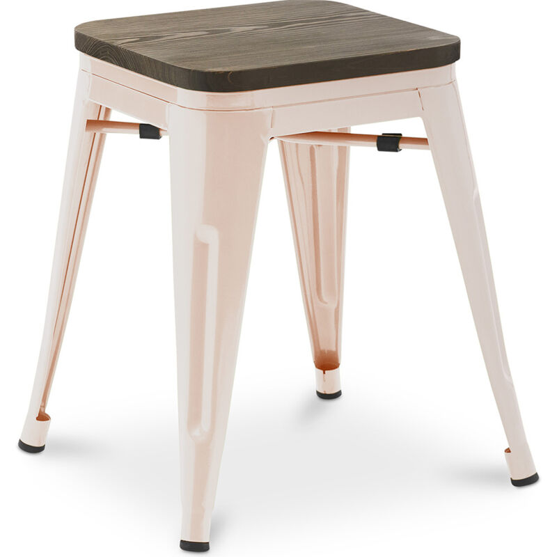 Privatefloor - Tabouret de Bar Design Industriel - Bois & Métal - 45 cm - Nouvelle Edition - Stylix Orange pâle