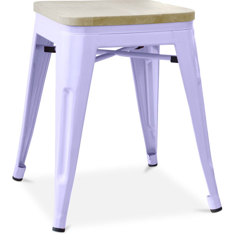 Privatefloor - Tabouret Design Industriel - Bois & Métal - 45cm - Stylix Lavande