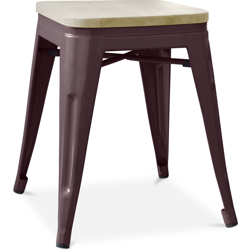 Privatefloor - Tabouret Design Industriel - Bois & Métal - 45cm - Stylix Bronze