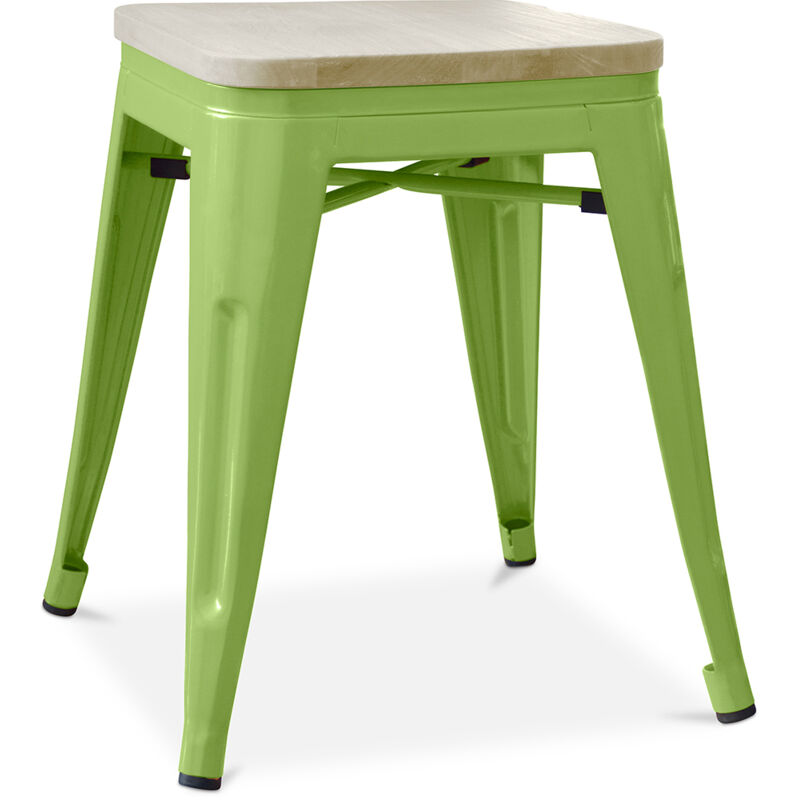 Privatefloor - Tabouret Design Industriel - Bois & Métal - 45cm - Stylix Vert clair