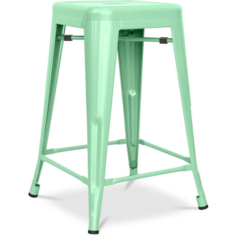 Tabouret de bar design industriel - acier mat - 60cm - Stylix Menthe