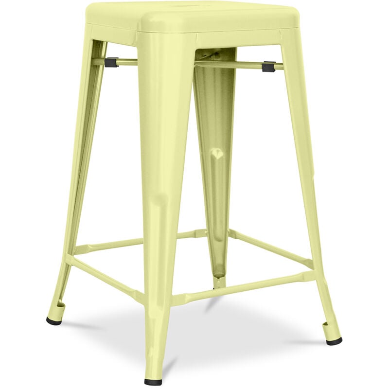 Privatefloor - Tabouret de bar design industriel - acier mat - 60cm - Stylix Jaune pâle