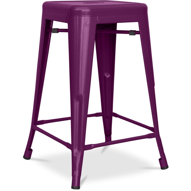 Tabouret de bar design industriel - acier mat - 60cm - Stylix Violet