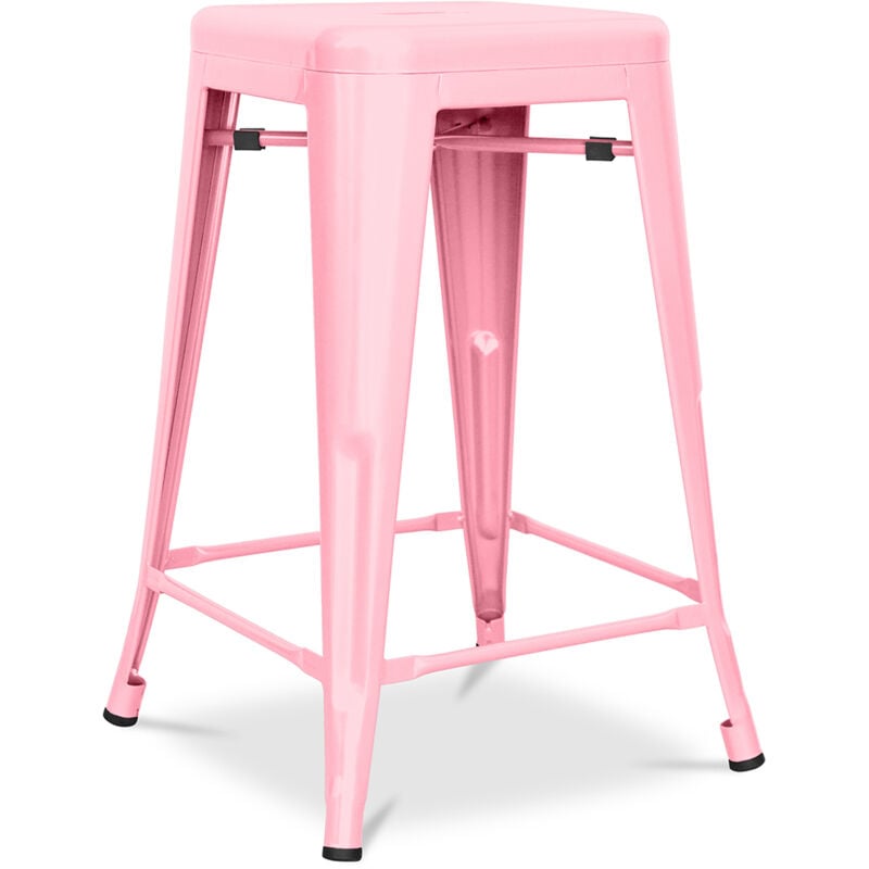 Tabouret de bar design industriel - acier mat - 60cm - Stylix Rose