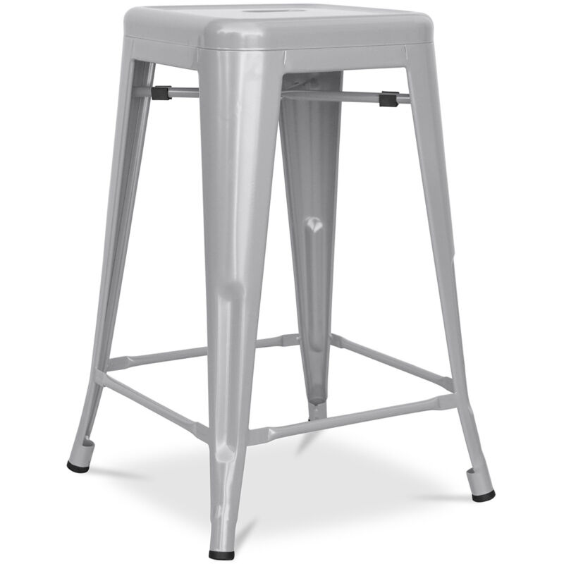 Privatefloor - Tabouret de bar - Design industriel - Acier mat - 60cm - Nouvelle édition - Stylix Gris clair Privatefloor - Tabouret de bar - Design industriel - Acier mat - 60cm - Nouvelle édition - Stylix Gris clair