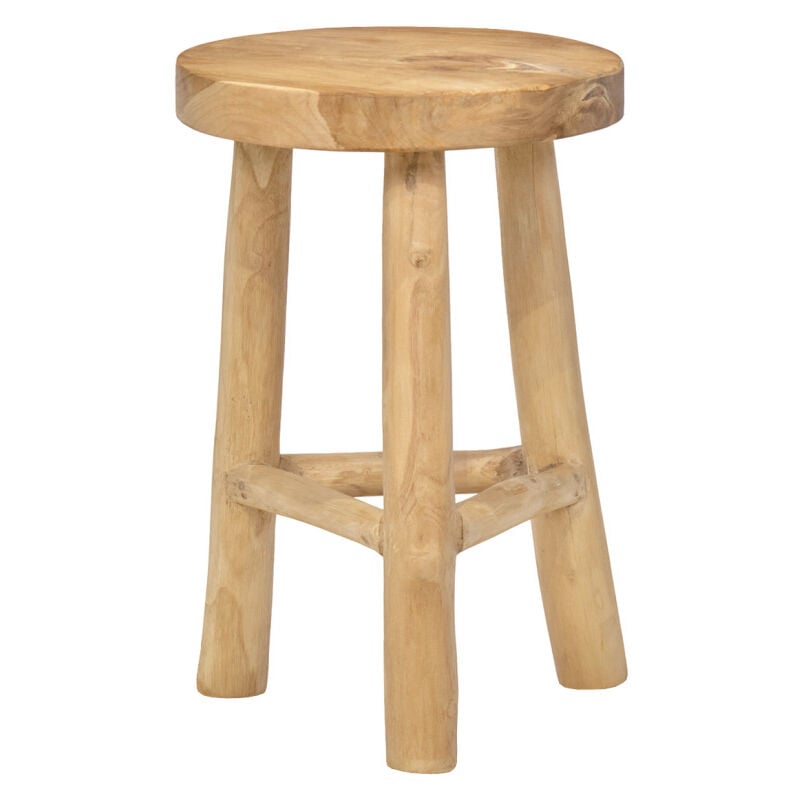 tabouret / table d'appoint d. 30 cm en bois de teck naturel - toby