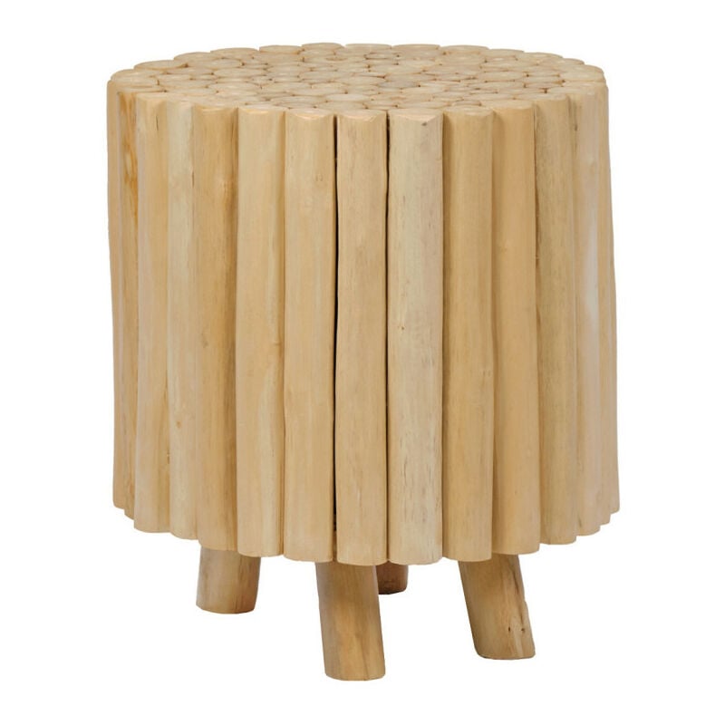 tabouret / table d'appoint d. 40 cm en bois de teck naturel - dawson