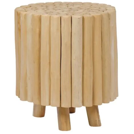 Tabouret / Table d'appoint D. 40 cm en bois de teck naturel - DAWSON