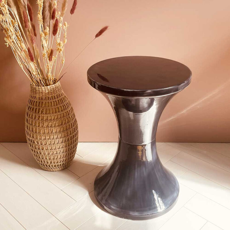 Tabouret TAMTAM en métal coloris bleu navy