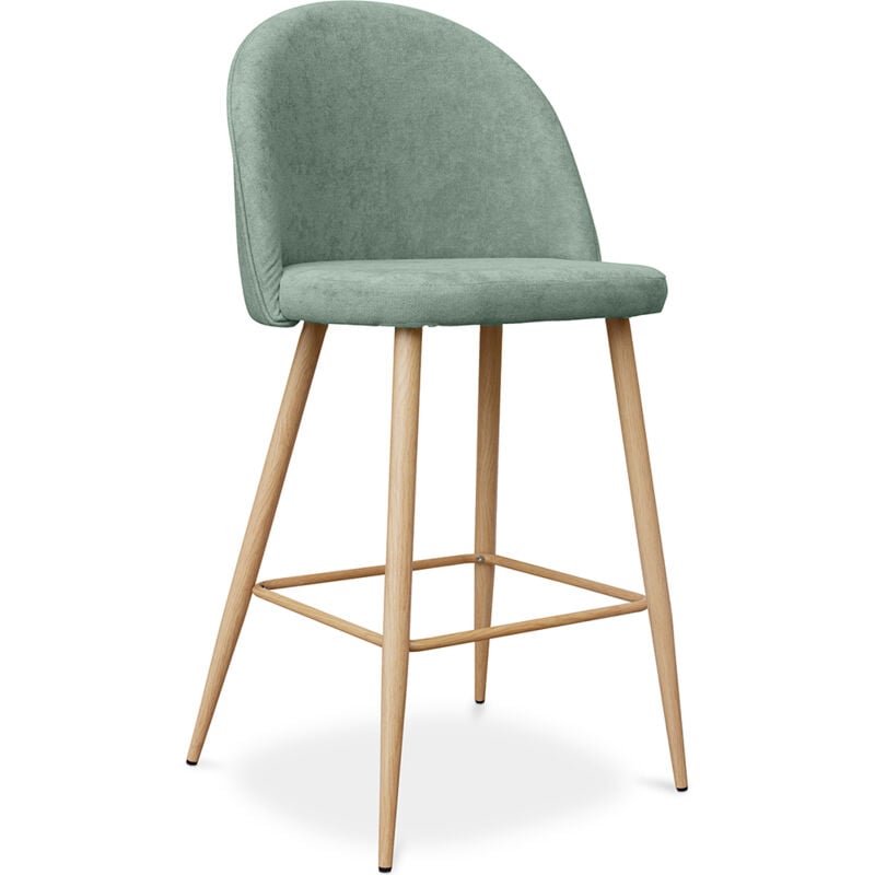 Tabouret tapissé en tissu - design scandinave - 66cm - Evelyne Bleu pastel