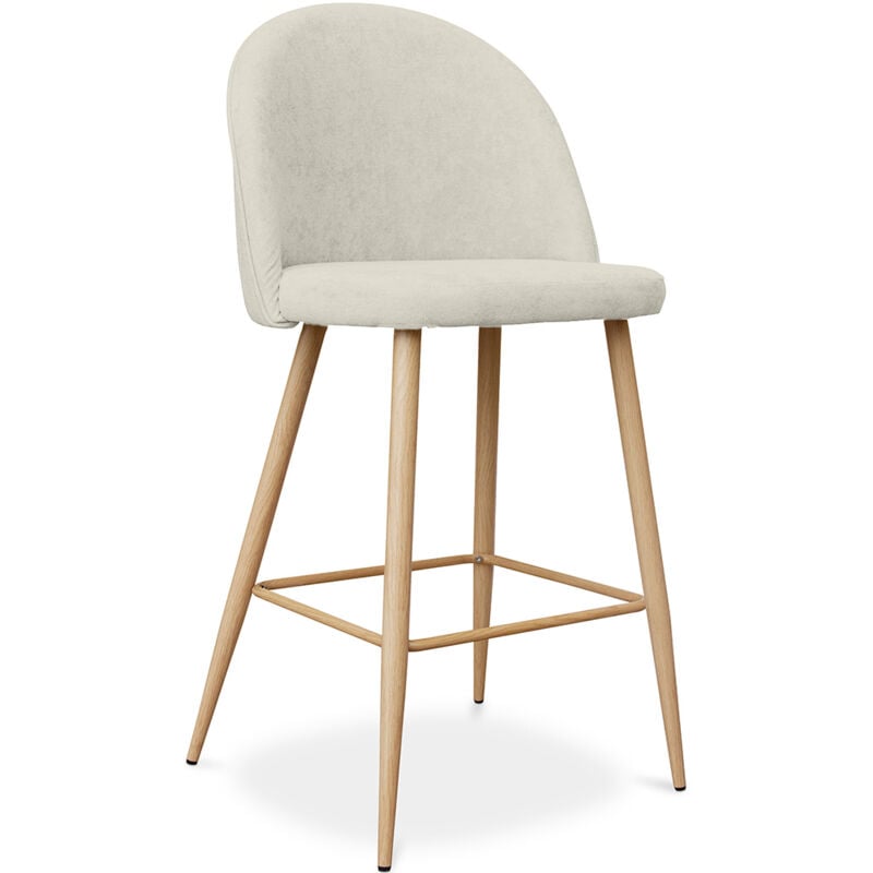 Tabouret tapissé en tissu - design scandinave - 66cm - Evelyne Beige