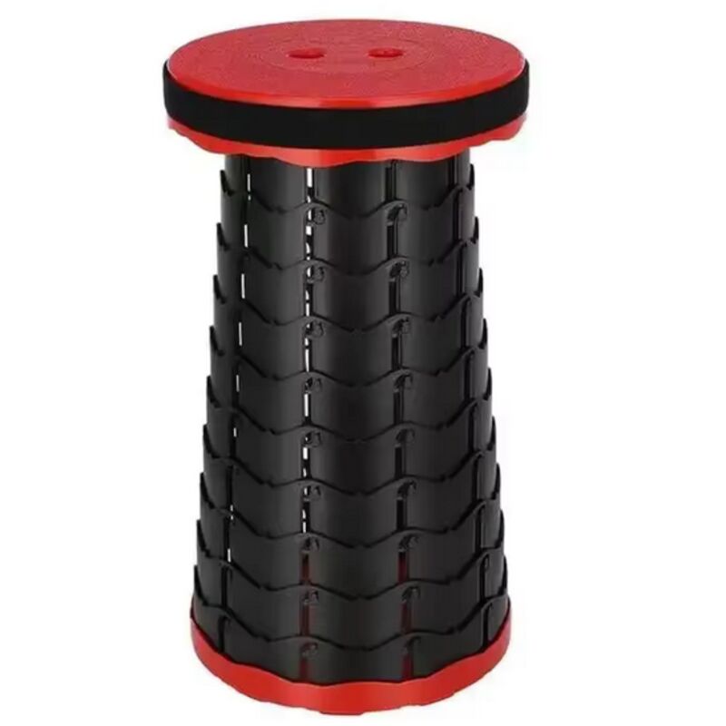 Tabouret télescopique pliant rouge - Siège réglable compact à emporter partout - 25 x 45 cm - Livraison gratuite