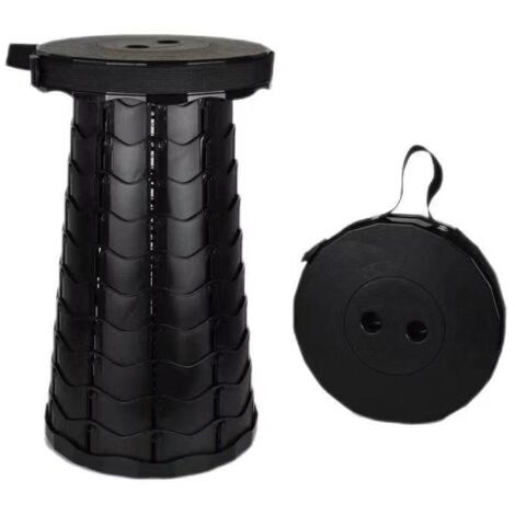 Tabouret télescopique portable, Tabouret Pliable en Plastique, Siege Pliant Portable , Charge max.200KG-Noir