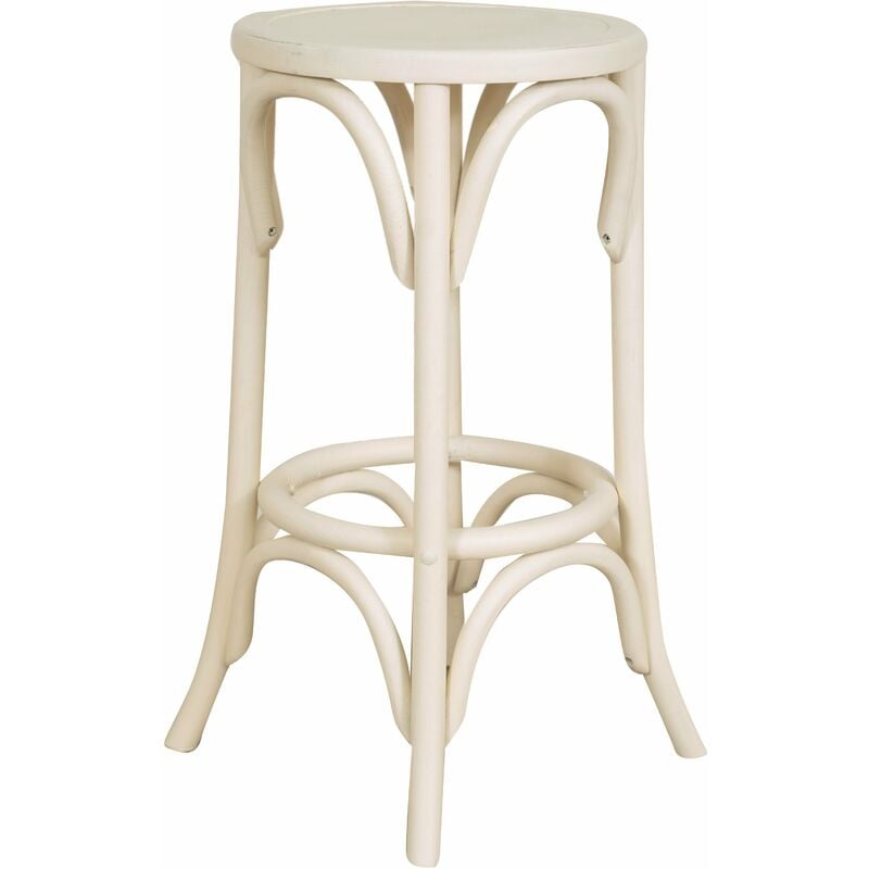 Tabouret Thonet en frêne massif, finition blanc antique