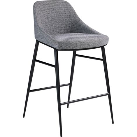 Tabouret tissu structure acier peint époxy - Gris, noir