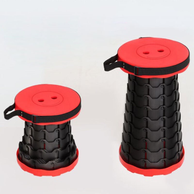 Tabouret télescopique portable, Tabouret Pliable en Plastique, Siege Pliant Portable , Charge max.200KG-rouge
