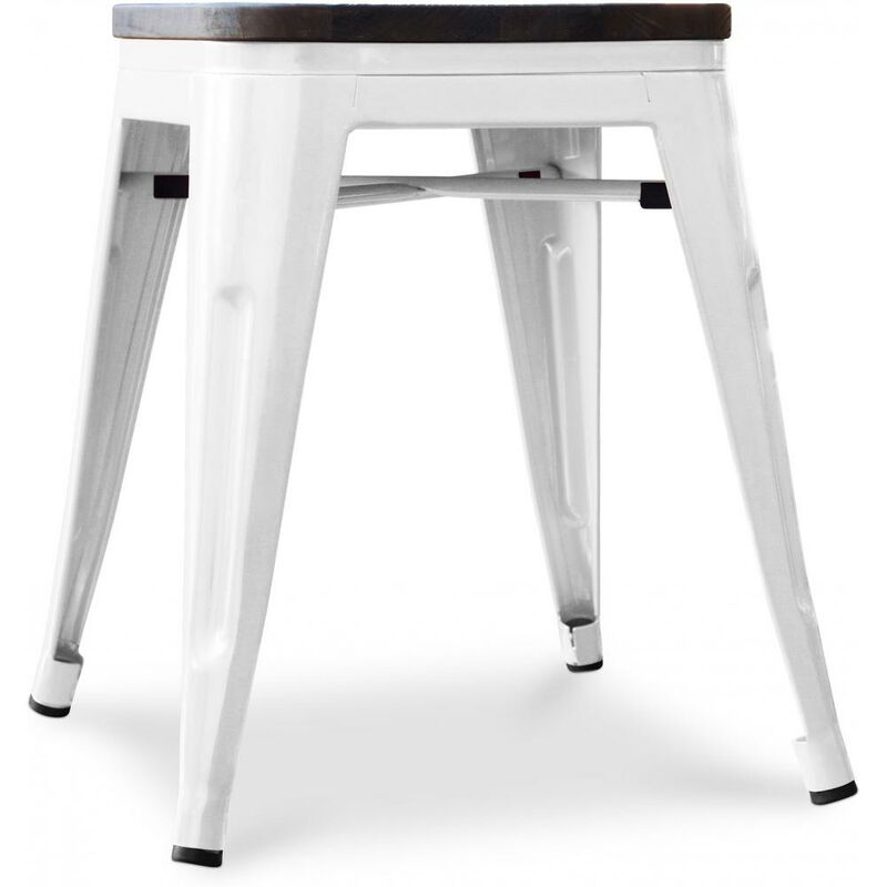 Tabouret Stylix en bois - Métal - 45 cm Blanc - Bois, Fer, Metal, Bois - Blanc
